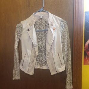 Super cute blush pink Candies lace moto jacket